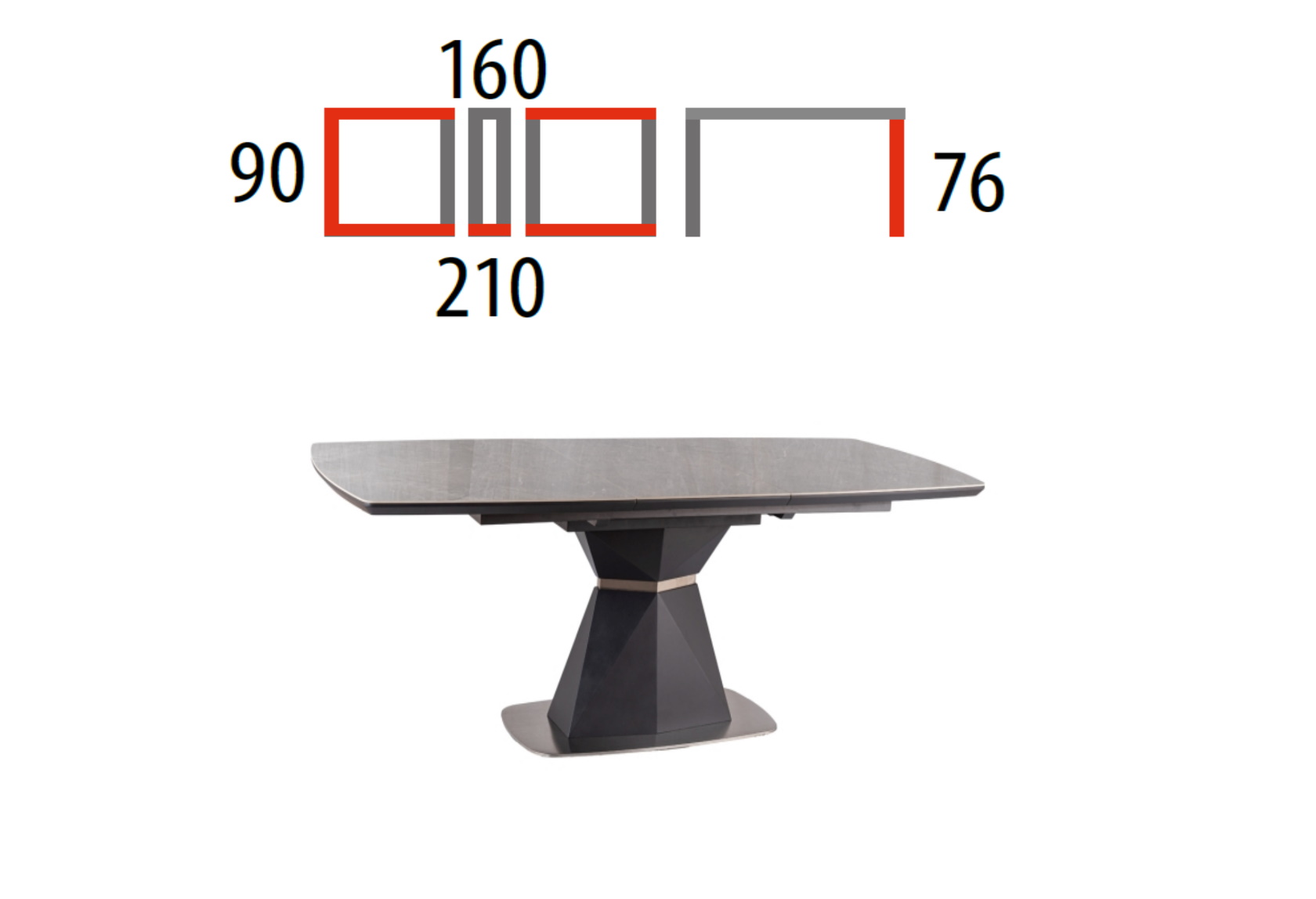 nowoczesny stół rozkładany szary z efektem marmuru cortez